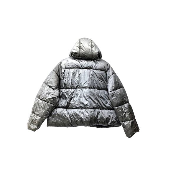Ava Viv Puffer Jacket Short 1X Plus Winter Hood Coat Faux Fur Full Zip Gray Cozy - Picture 2 of 11